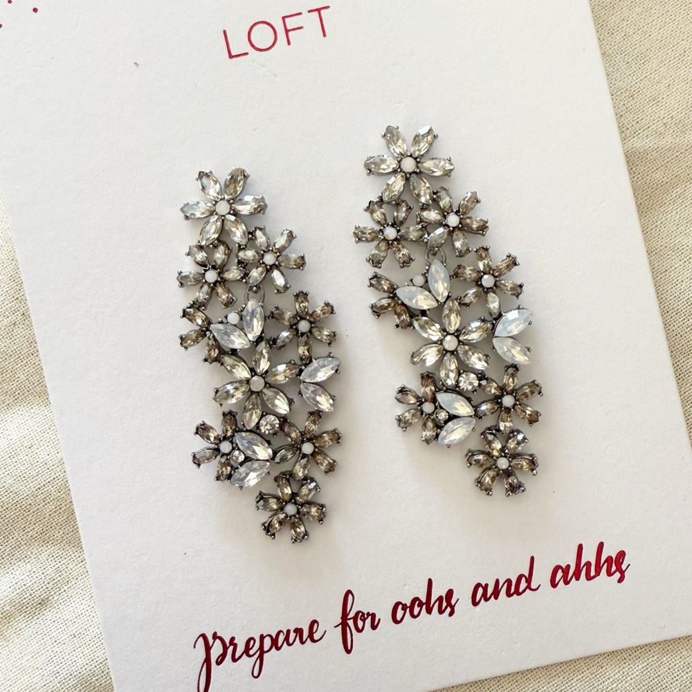 sale | loft | sparkly silver floral earrings